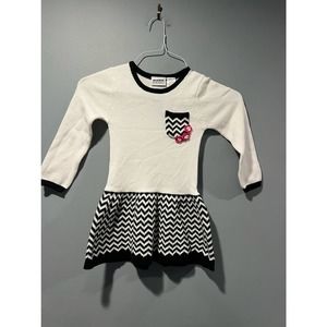 Little Girls Blueberi Black & White Dress